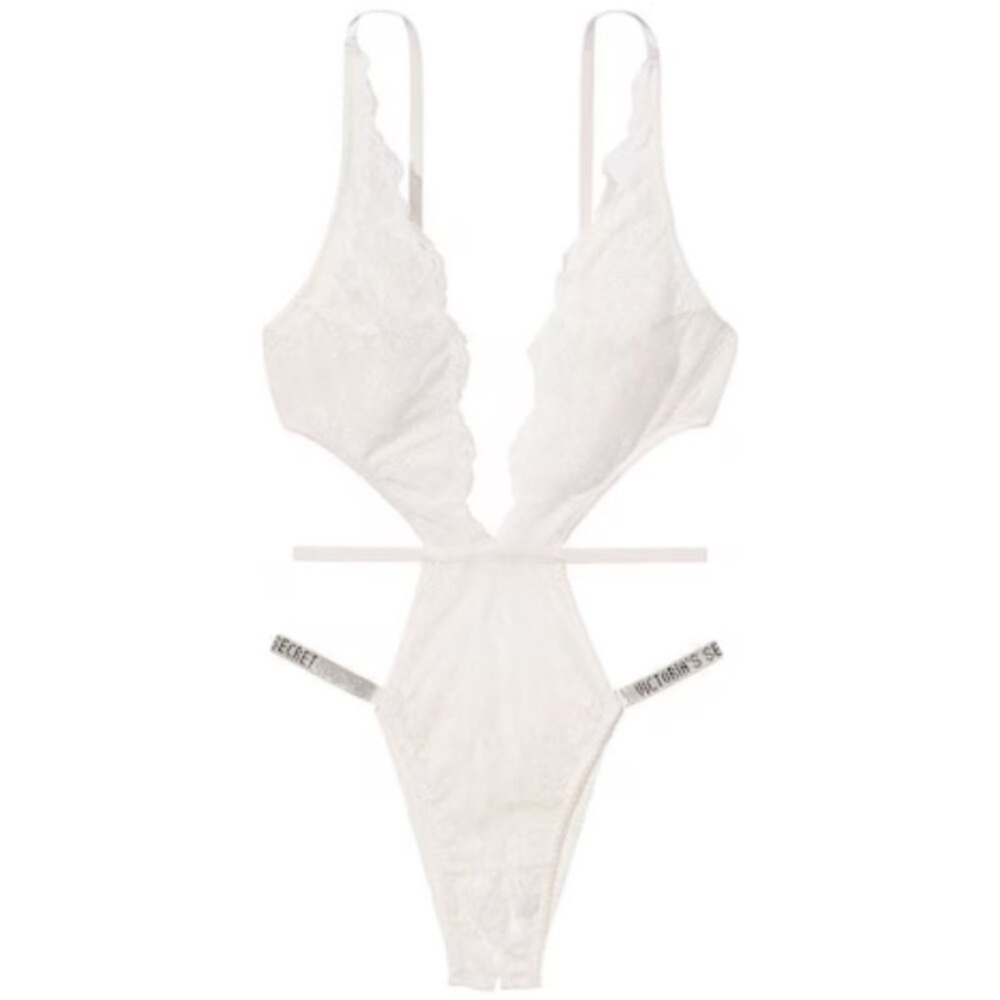 New! Victoria's Secret Sexy Shine Strap Crotchless Teddy Bodysuit 4395